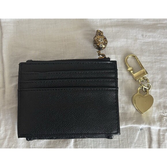 Betsey Johnson Wallet & ❤️ Purse Charm SPIDERWEB SKULL Black Bifold Snap - Picture 4 of 10